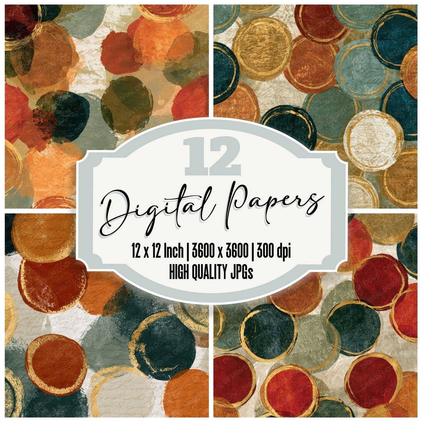 Monoprint Wax Seals Amber Sage Digital Paper Pack (DDD013450)