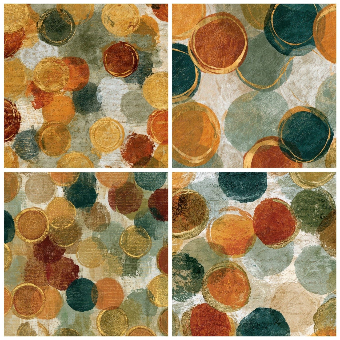 Monoprint Wax Seals Amber Sage Digital Paper Pack (DDD013450)