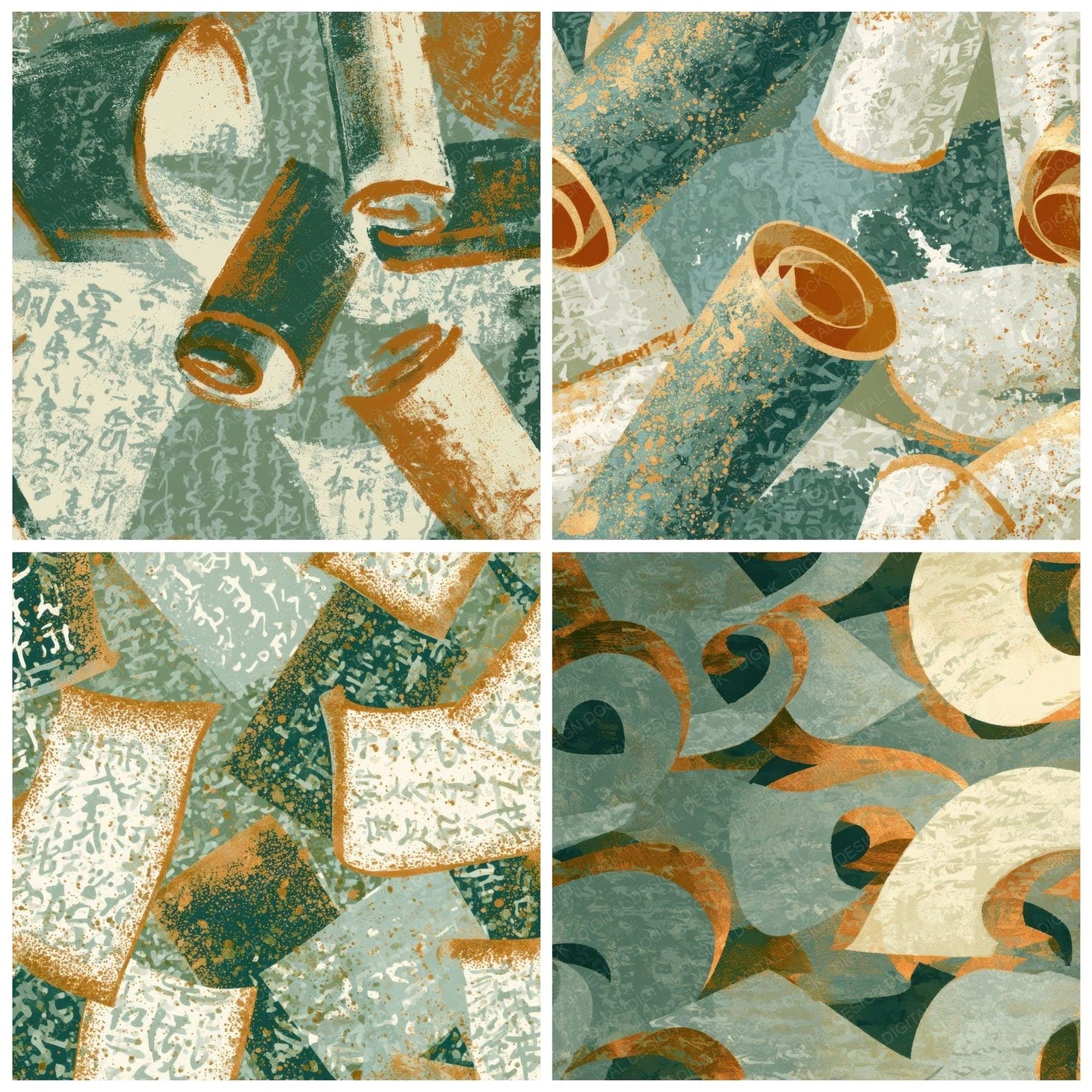 Screenprint Enchanted Scrolls Sage Ivory Digital Paper Pack (DDD013452)