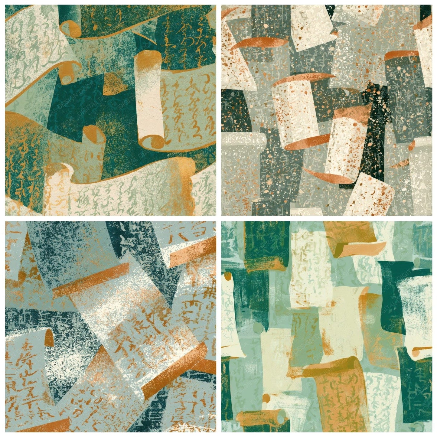 Screenprint Enchanted Scrolls Sage Ivory Digital Paper Pack (DDD013452)