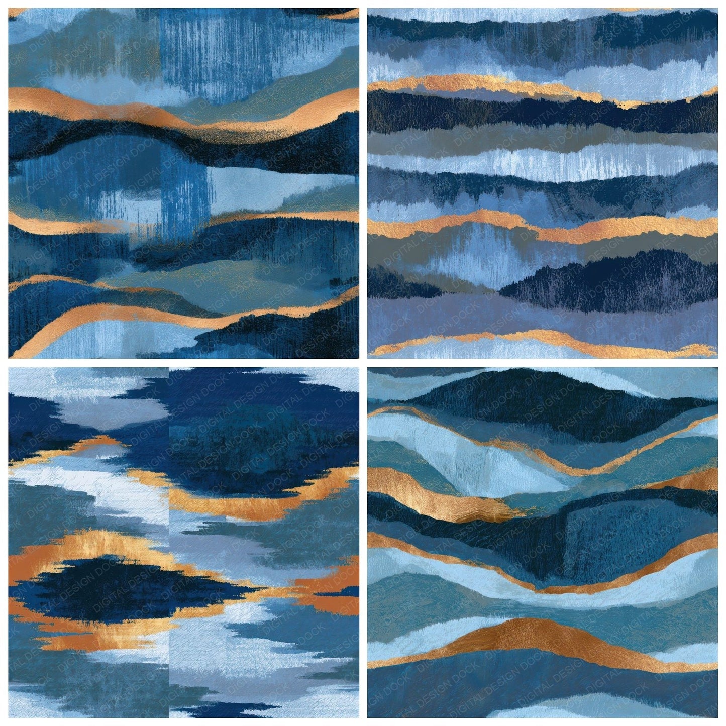 Screenprint Ikat Indigo Slate Seamless Digital Paper Pack (DDD013453)