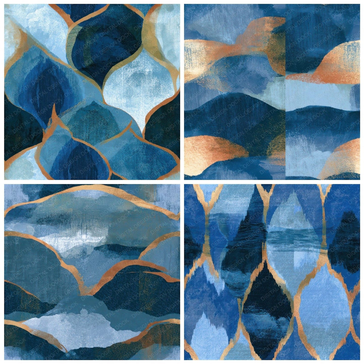 Screenprint Ikat Indigo Slate Seamless Digital Paper Pack (DDD013453)