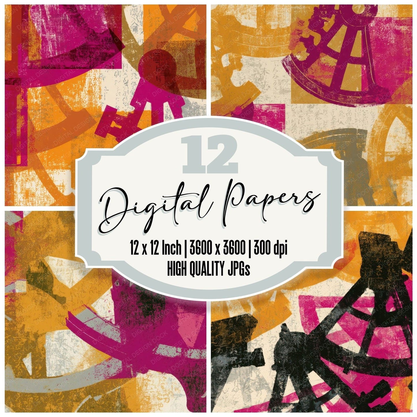 Screenprint Sextants Amber Magenta Digital Paper Pack (DDD013454)