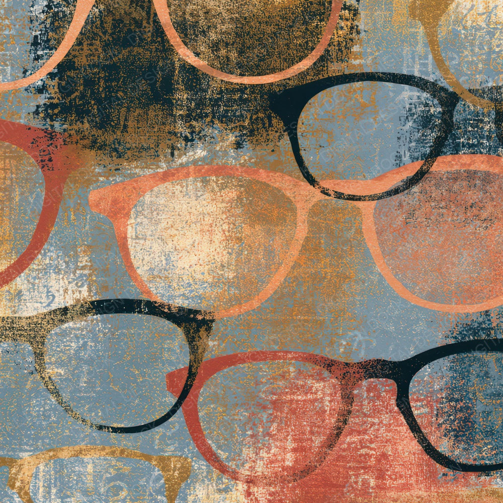 Woodblock Spectacles Jet Rose Pewter Digital Paper Pack (DDD013458)