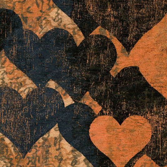 Woodcut Neon Hearts Sepia Digital Paper Pack (DDD013459)