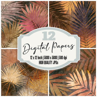 X Ray Neon Palms Sepia Parchment Digital Paper Pack (DDD013461)
