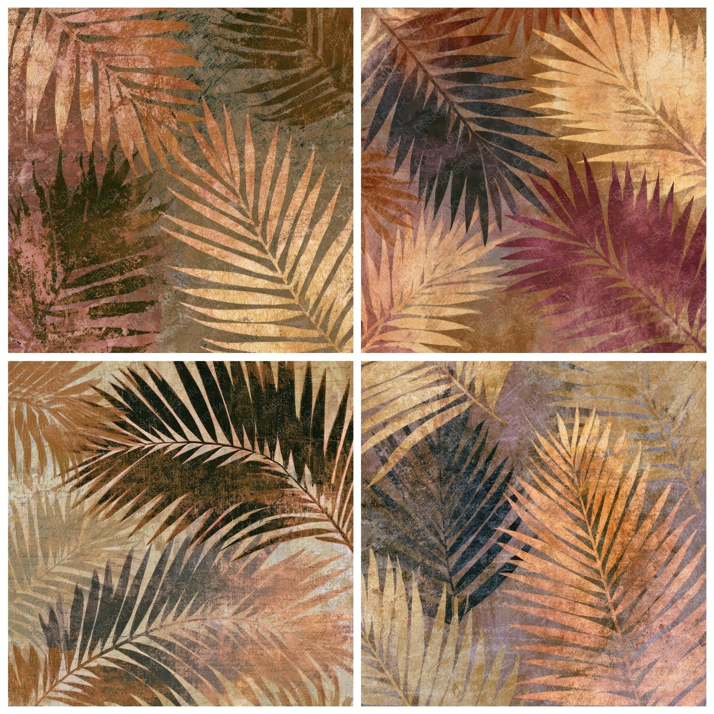 X Ray Neon Palms Sepia Parchment Digital Paper Pack (DDD013461)