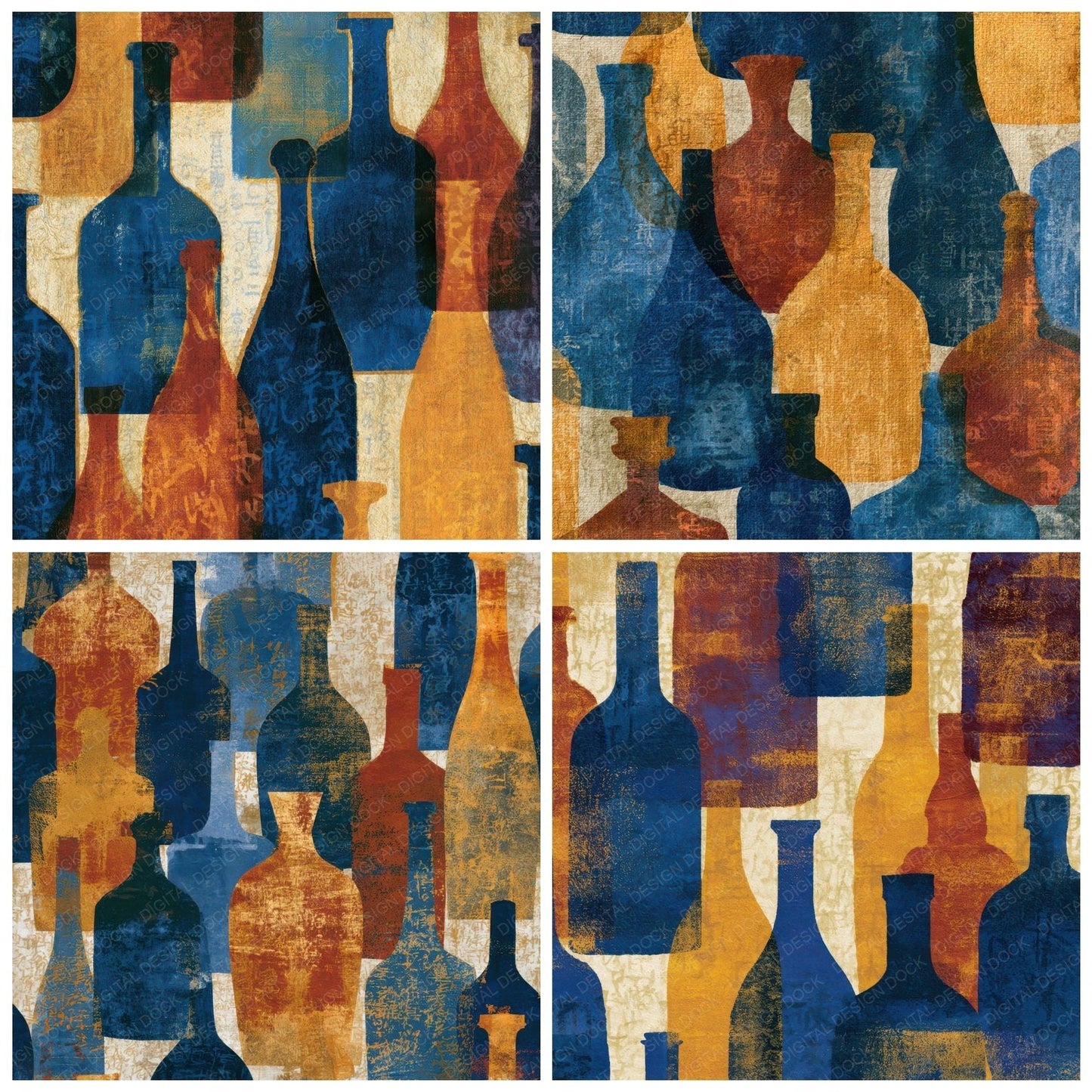 Cyanotype Bottles Indigo Sienna Digital Paper Pack (DDD013468)