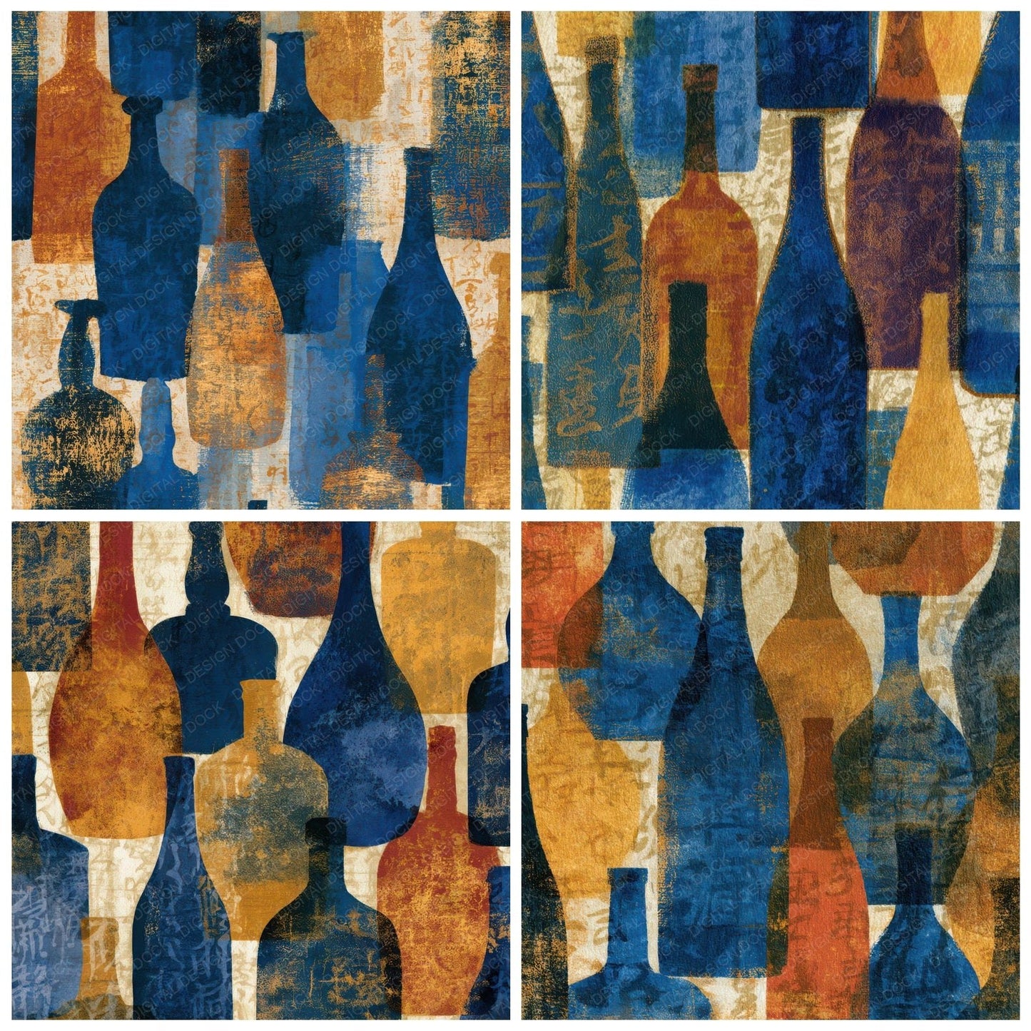 Cyanotype Bottles Indigo Sienna Digital Paper Pack (DDD013468)