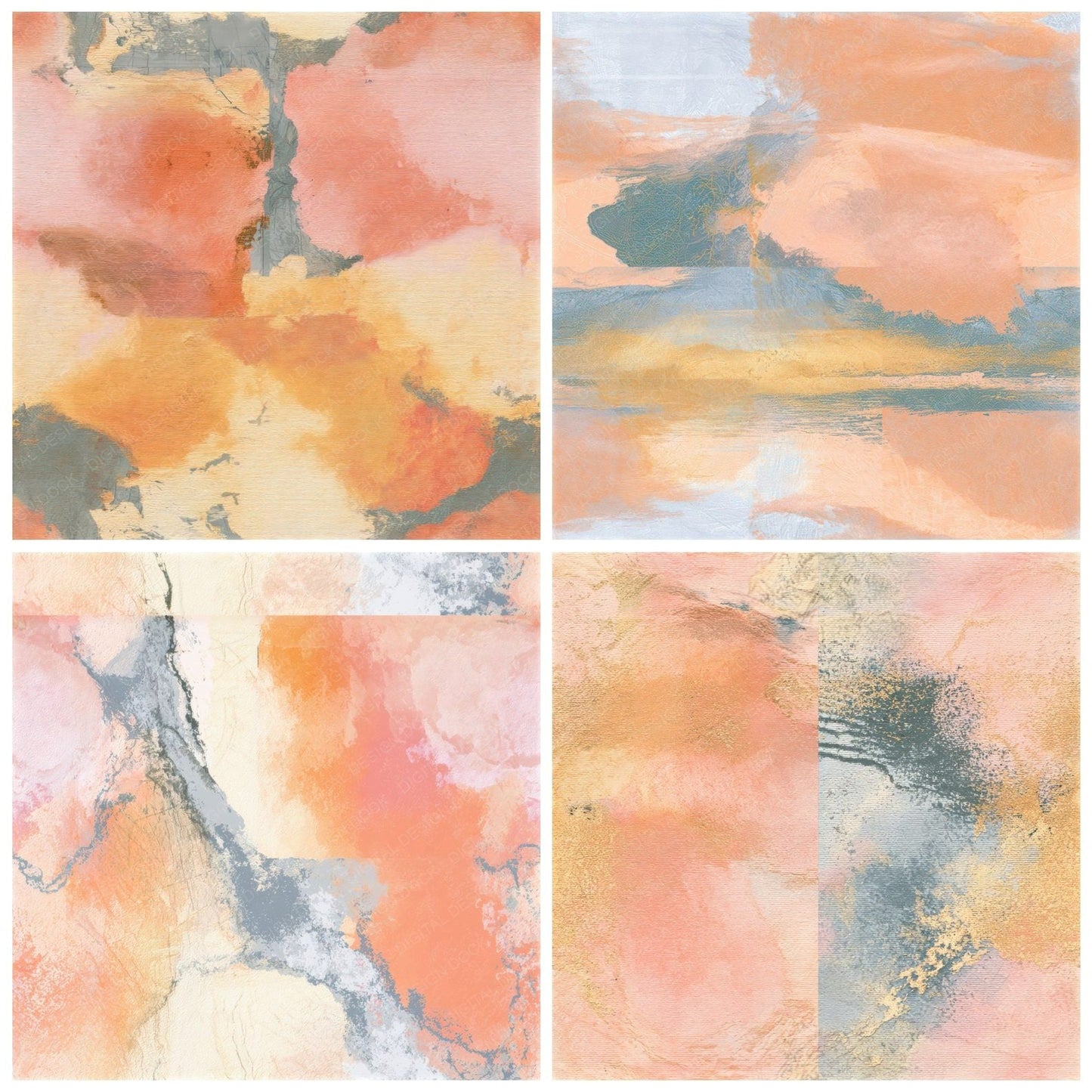 Egg Tempera Apricot Rose Tonal Seamless Digital Paper Pack (DDD013469)