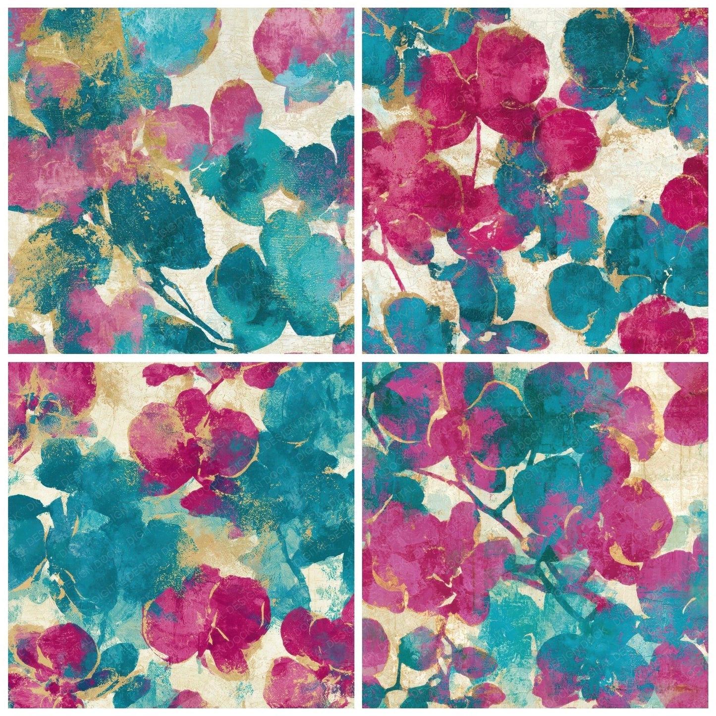 Impressionist Orchid Bubblegum Turquoise Digital Paper Pack (DDD013470)