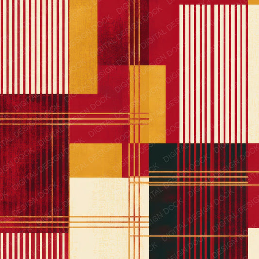 Mid Century Candy Red Cream Abstract Digital Paper Pack (DDD013471)