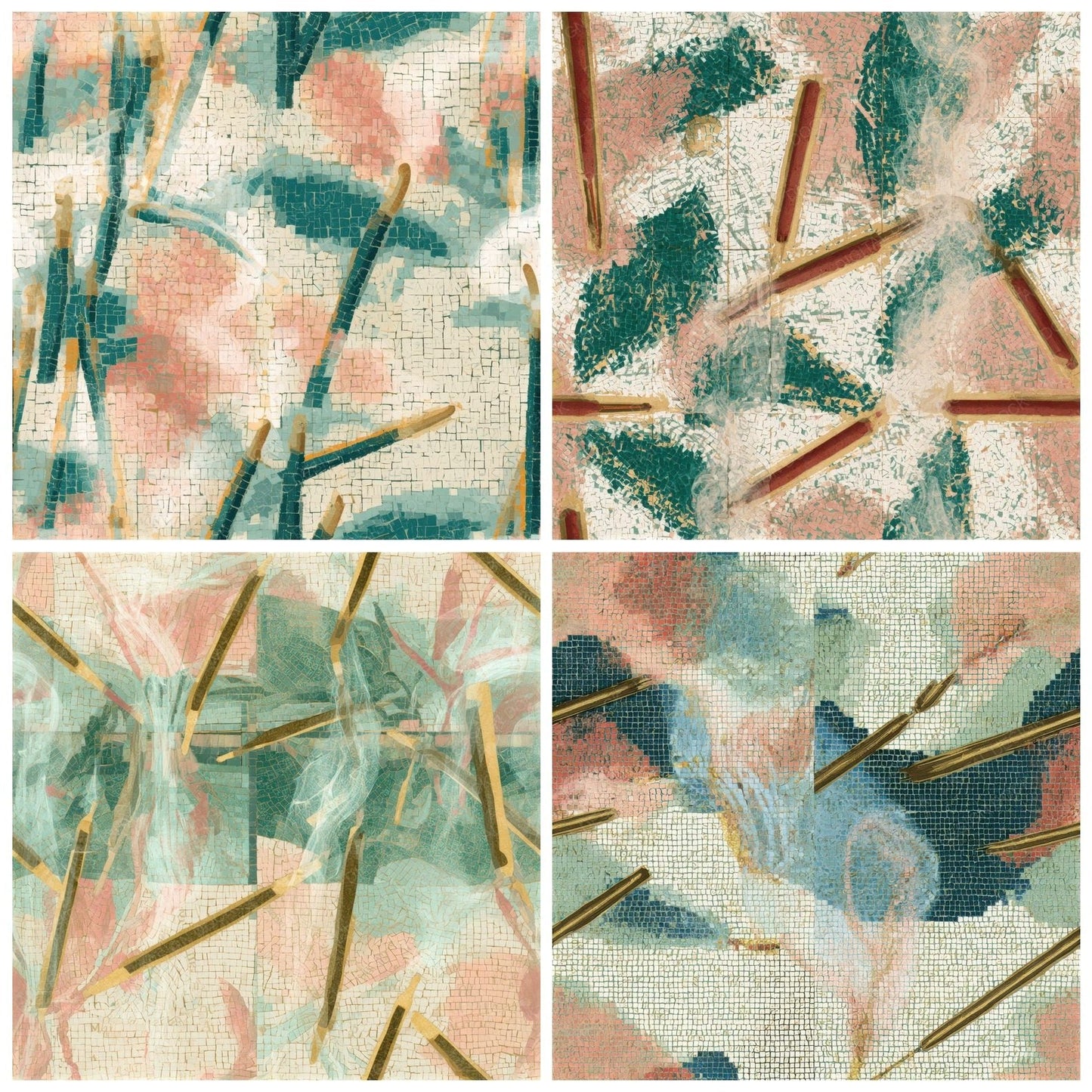 Mosaic Incense Blush Mint Seamless Digital Paper Pack (DDD013474)