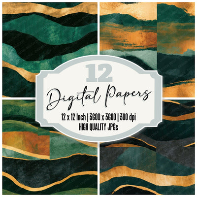 Sumi-e Forest Bronze Charcoal Abstract Seamless Digital Paper Pack (DDD013477)