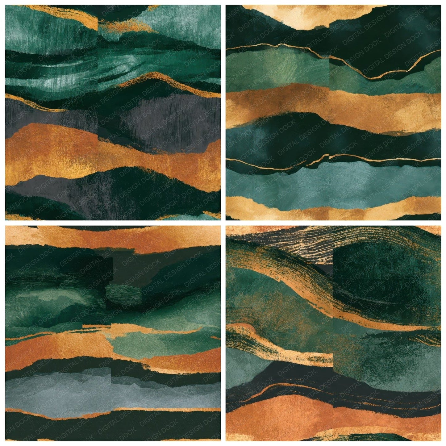 Sumi-e Forest Bronze Charcoal Abstract Seamless Digital Paper Pack (DDD013477)