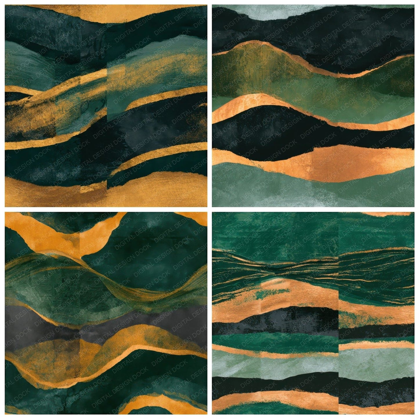 Sumi-e Forest Bronze Charcoal Abstract Seamless Digital Paper Pack (DDD013477)