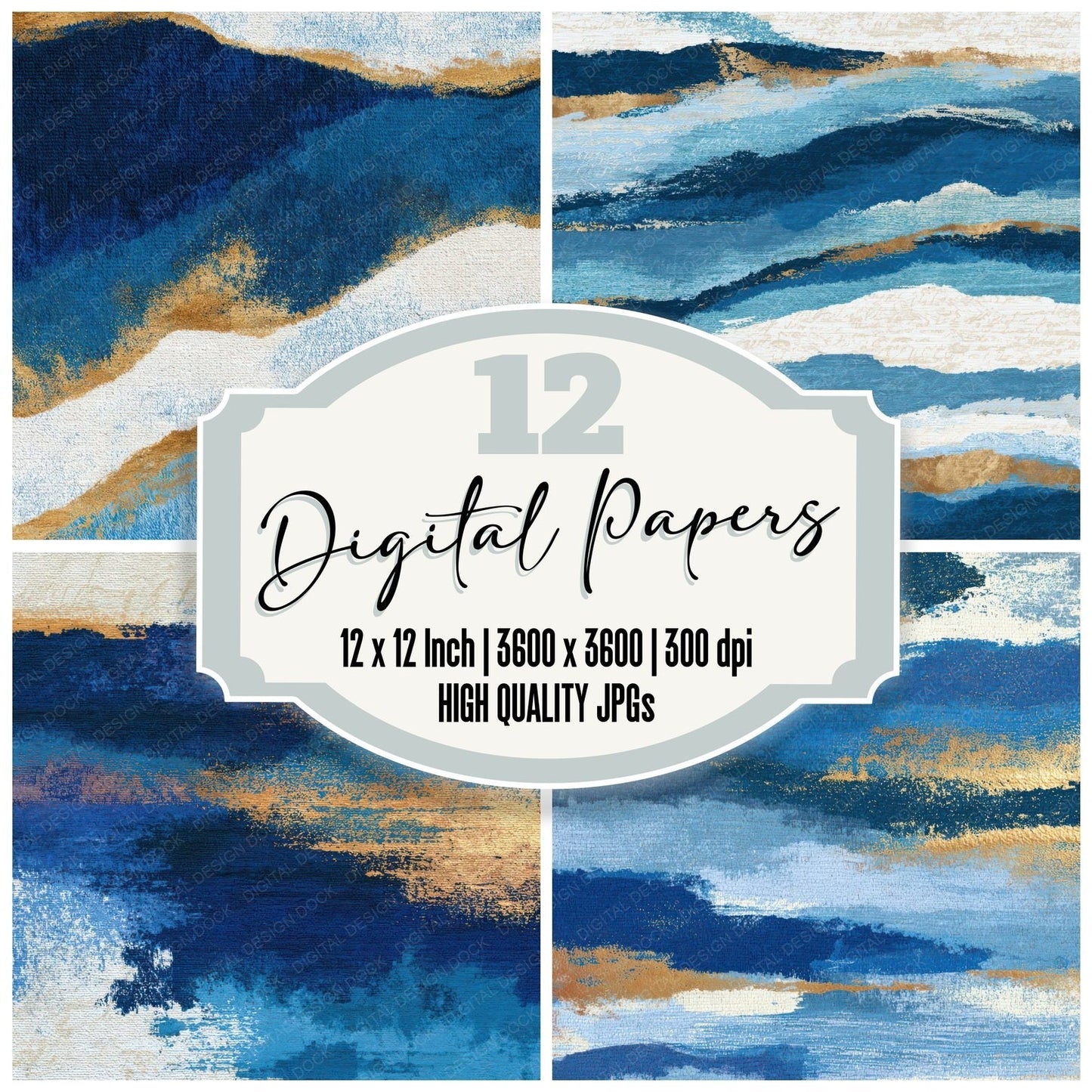 Tapestry Sapphire Powder Blue Tonal Digital Paper Pack (DDD013479)