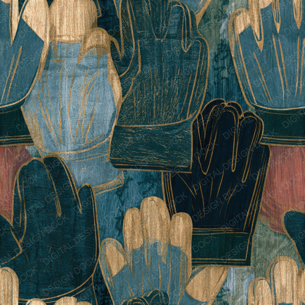 Ukiyo-e Gardening Gloves Slate Seamless Digital Paper Pack (DDD013480)