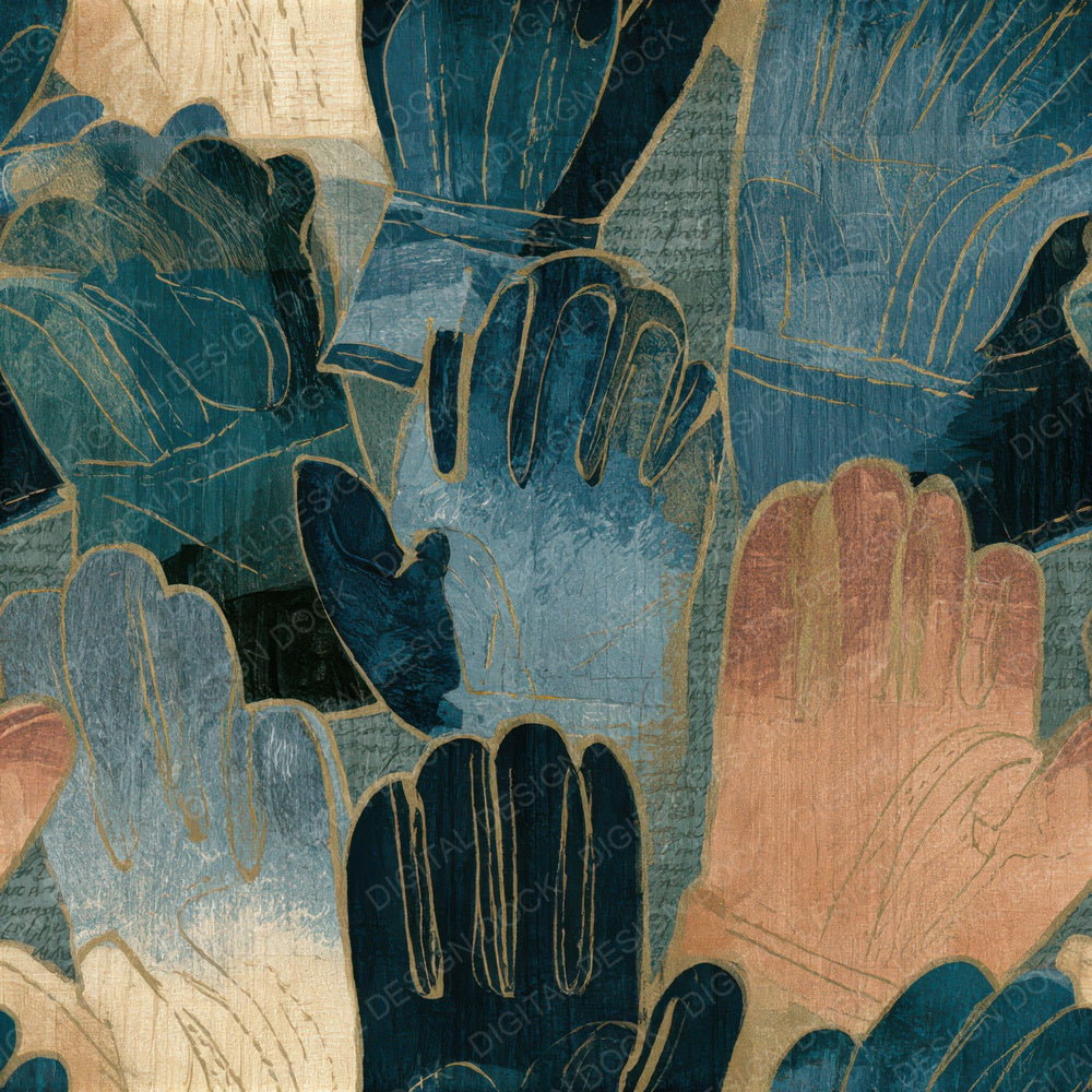 Ukiyo-e Gardening Gloves Slate Seamless Digital Paper Pack (DDD013480)