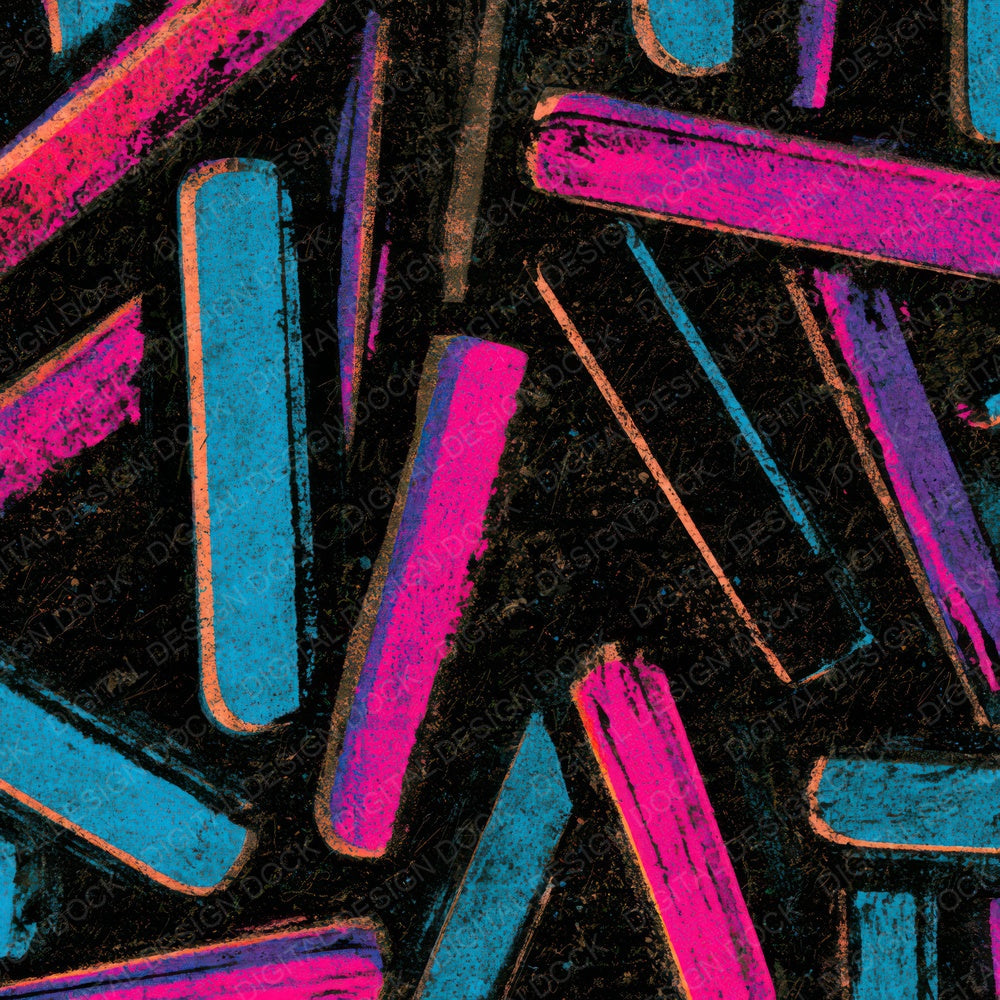 Woodblock Neon Tubes Pink Cyan Digital Paper Pack (DDD013481)