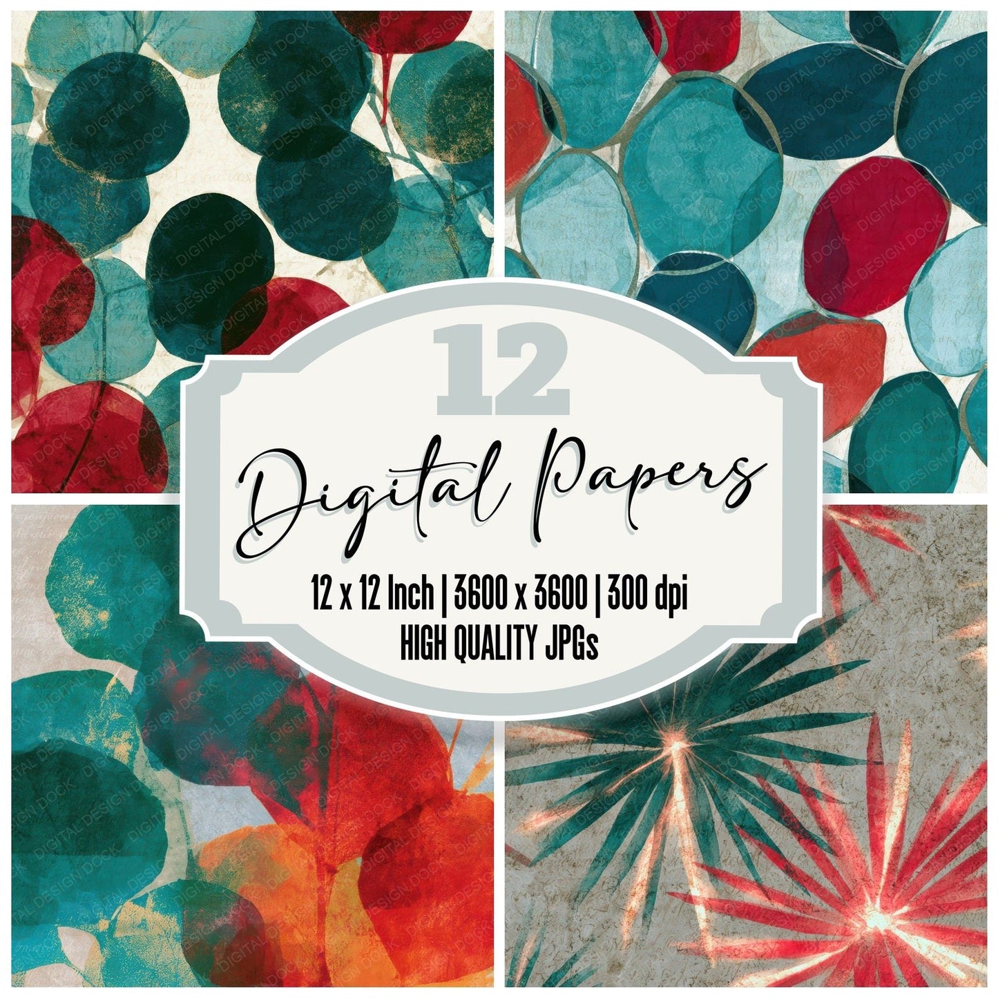 X-ray Neon Jade Garnet Bone Digital Paper Pack (DDD013483)