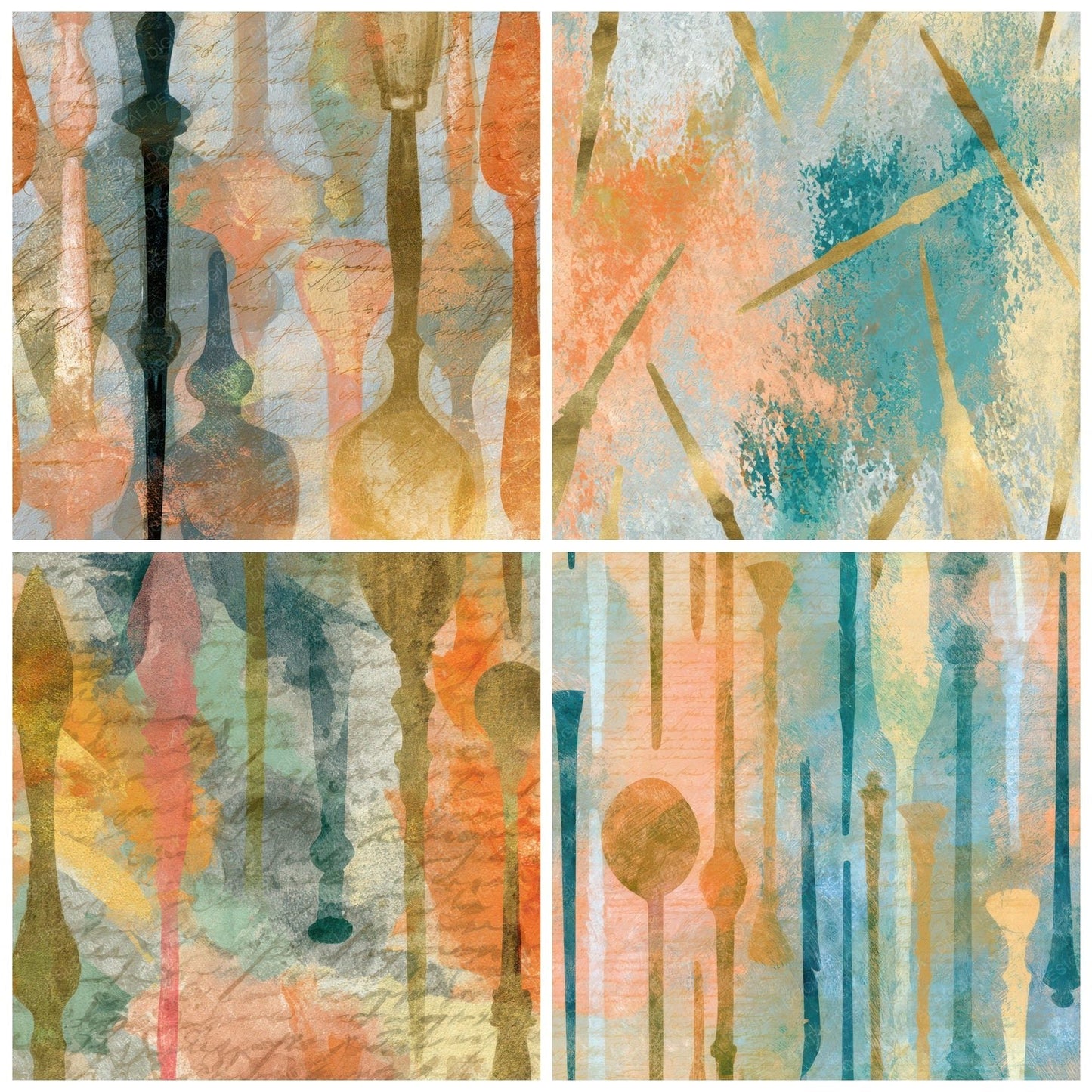 X-ray Wizard Staffs Peach Mint Digital Paper Pack (DDD013484)