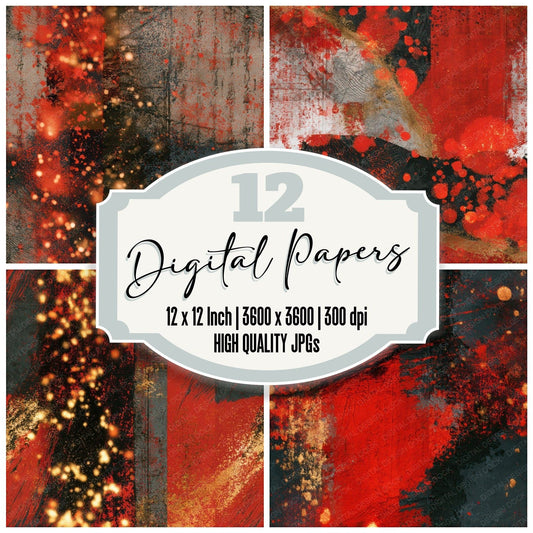 Antique Map Embers Crimson Seamless Digital Paper Pack (DDD013485)