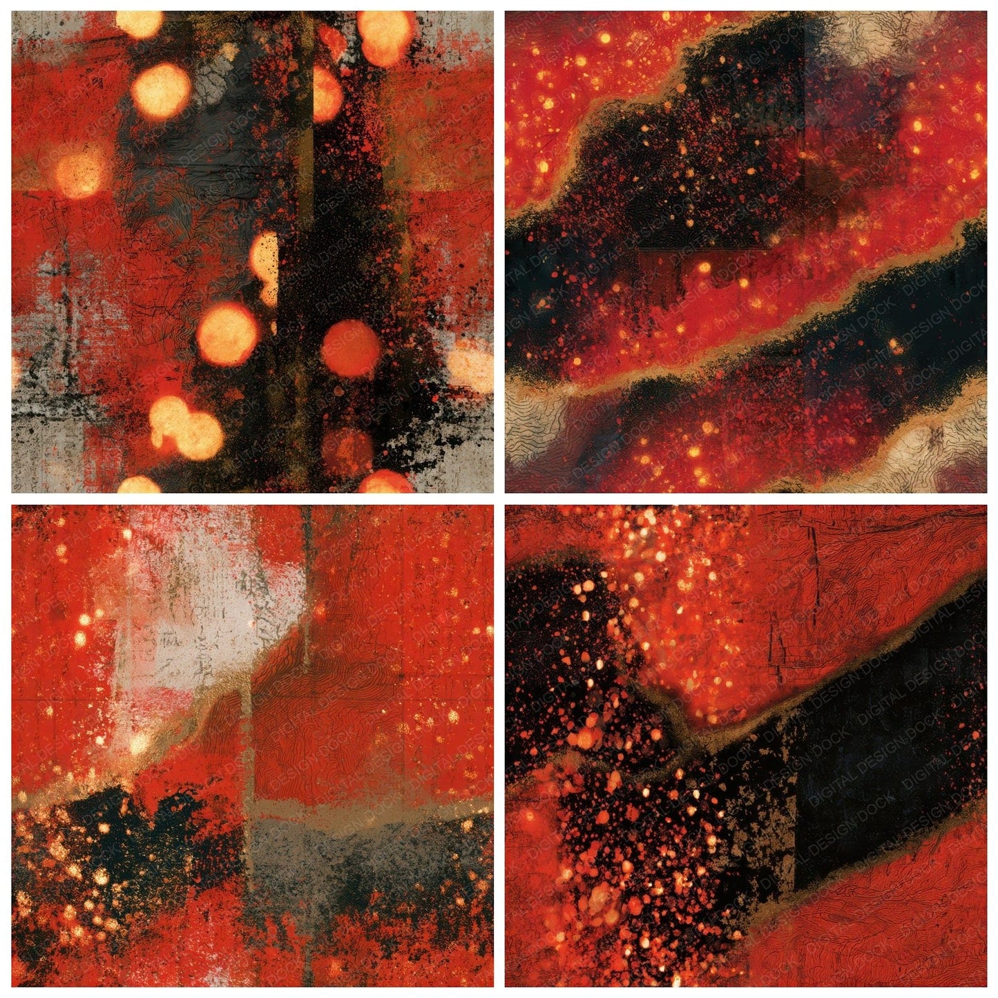 Antique Map Embers Crimson Seamless Digital Paper Pack (DDD013485)