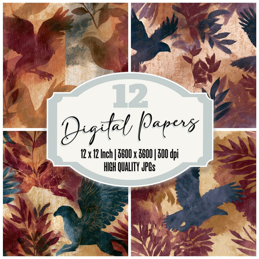 Blueprint Hippogriff Cinnamon Burgundy Seamless Digital Paper Pack (DDD013488)