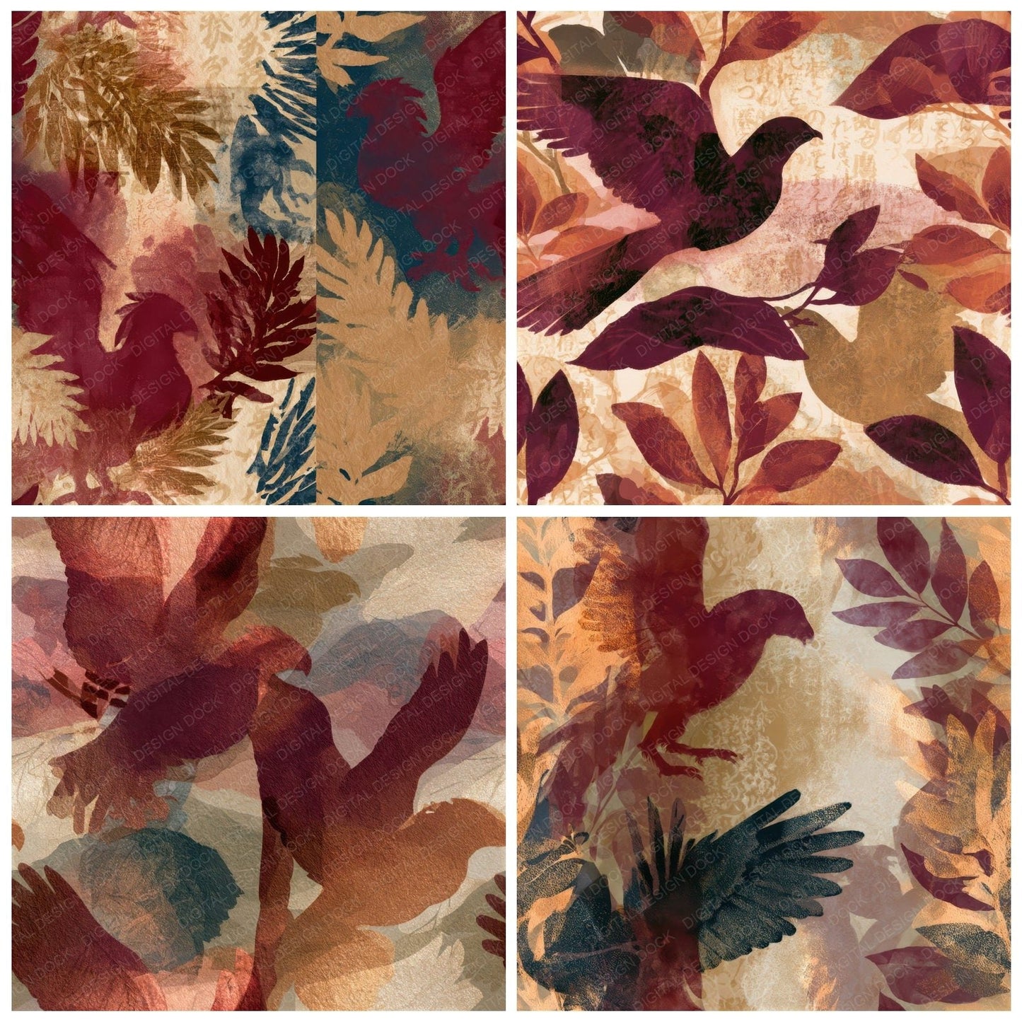 Blueprint Hippogriff Cinnamon Burgundy Seamless Digital Paper Pack (DDD013488)
