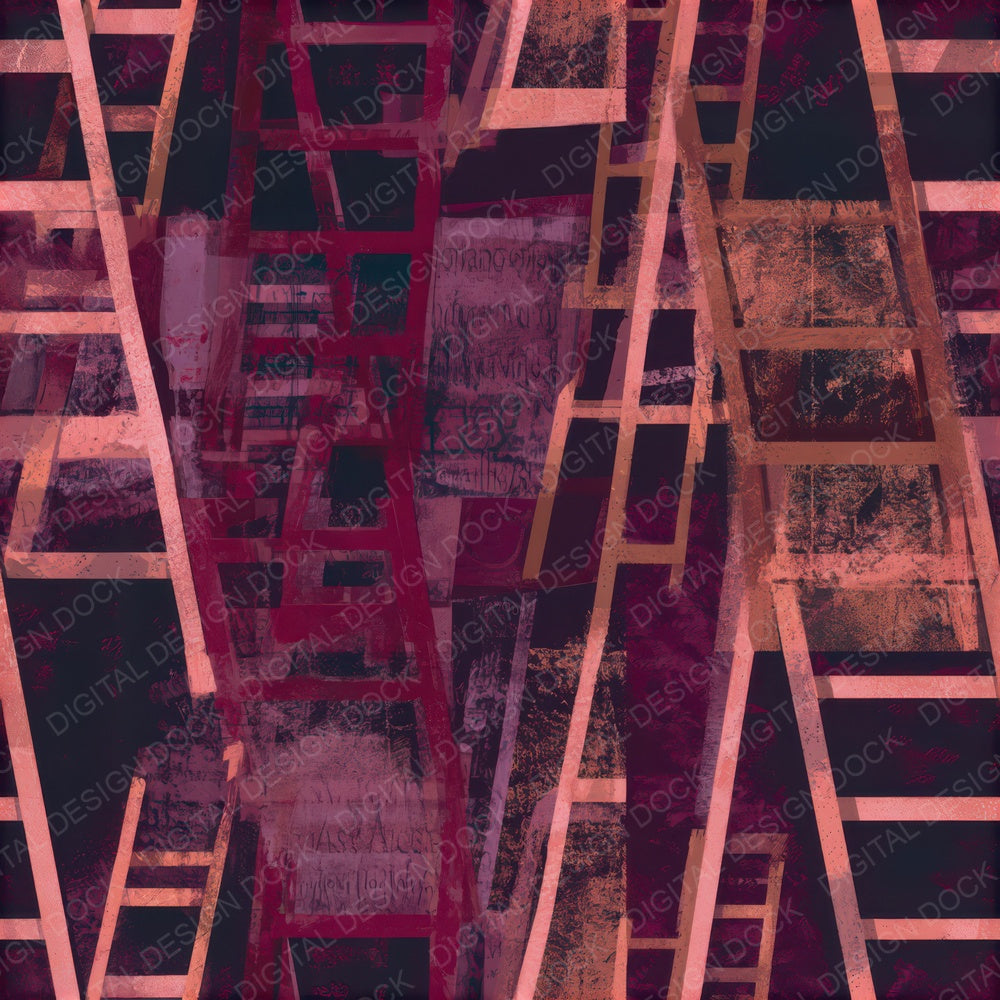 Bohemian Garden Ladders Dusty Rose Seamless Digital Paper Pack (DDD013489)