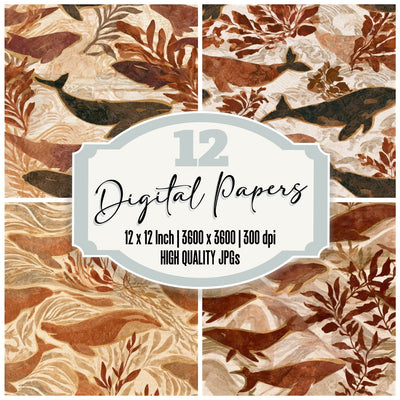 Bohemian Whale Kelp Copper Seamless Digital Paper Pack (DDD013490)
