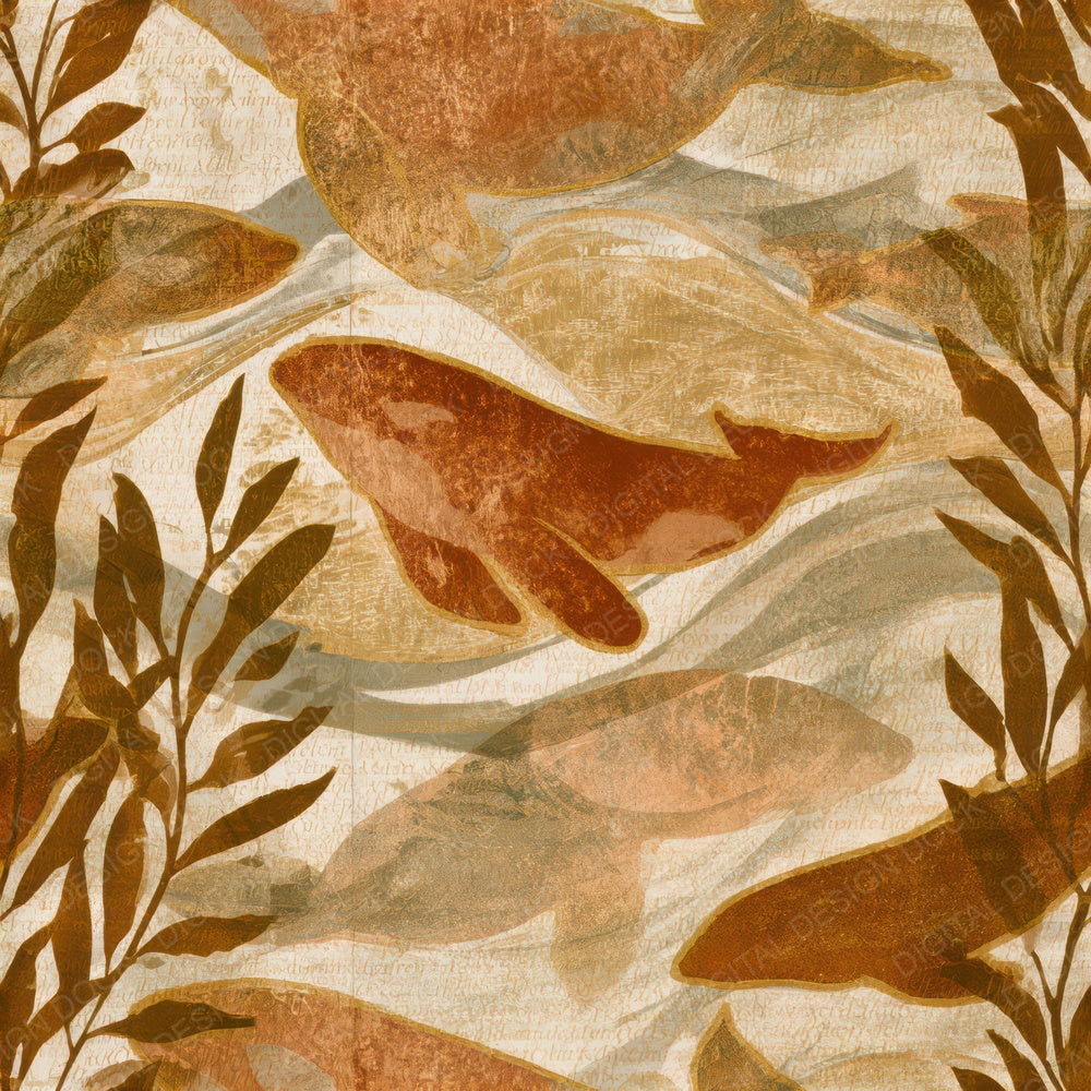 Bohemian Whale Kelp Copper Seamless Digital Paper Pack (DDD013490)