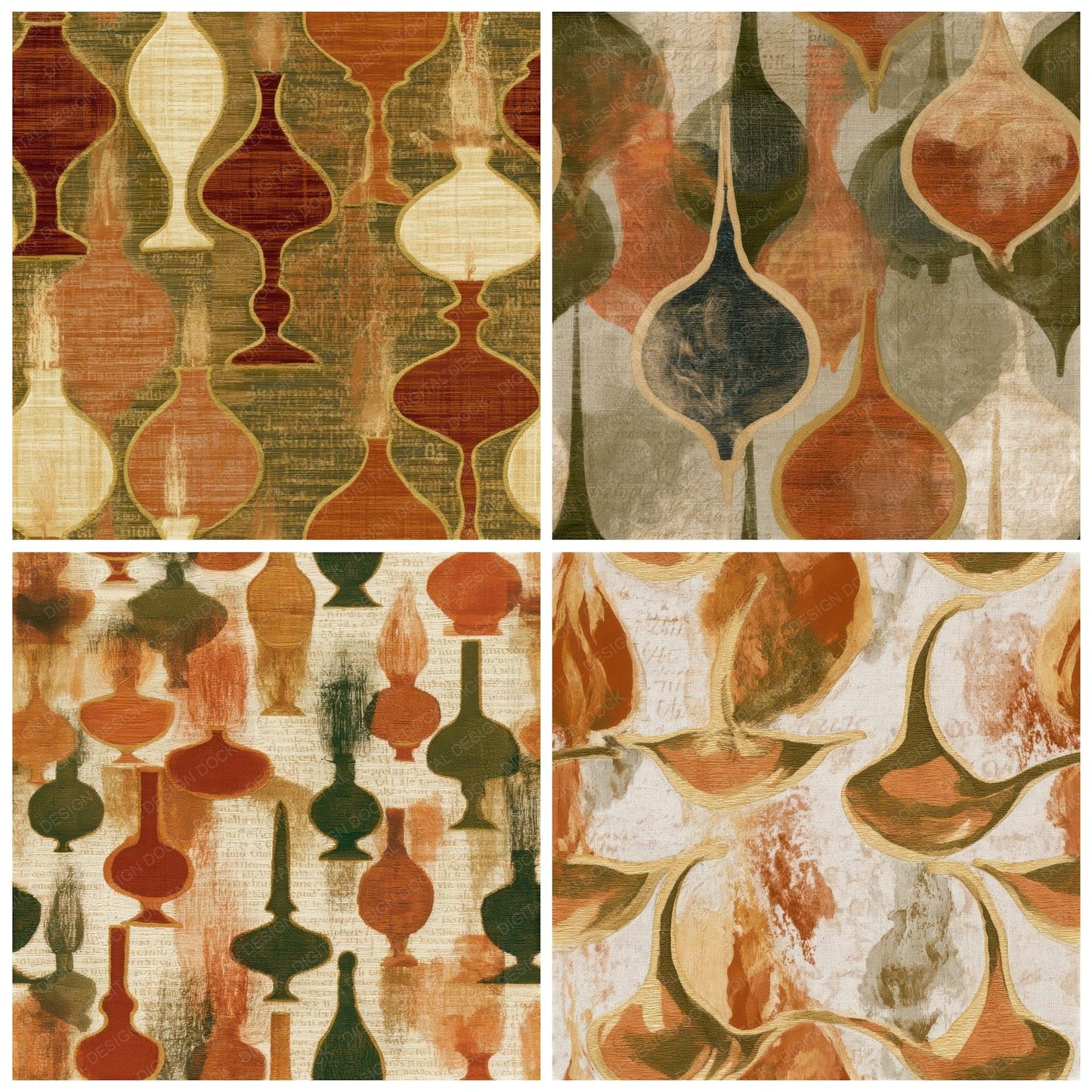 Embroidery Oil Lamps Terracotta Seamless Digital Paper Pack (DDD013492)
