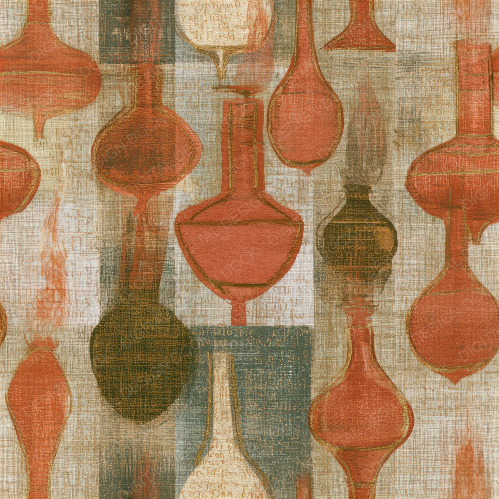 Embroidery Oil Lamps Terracotta Seamless Digital Paper Pack (DDD013492)