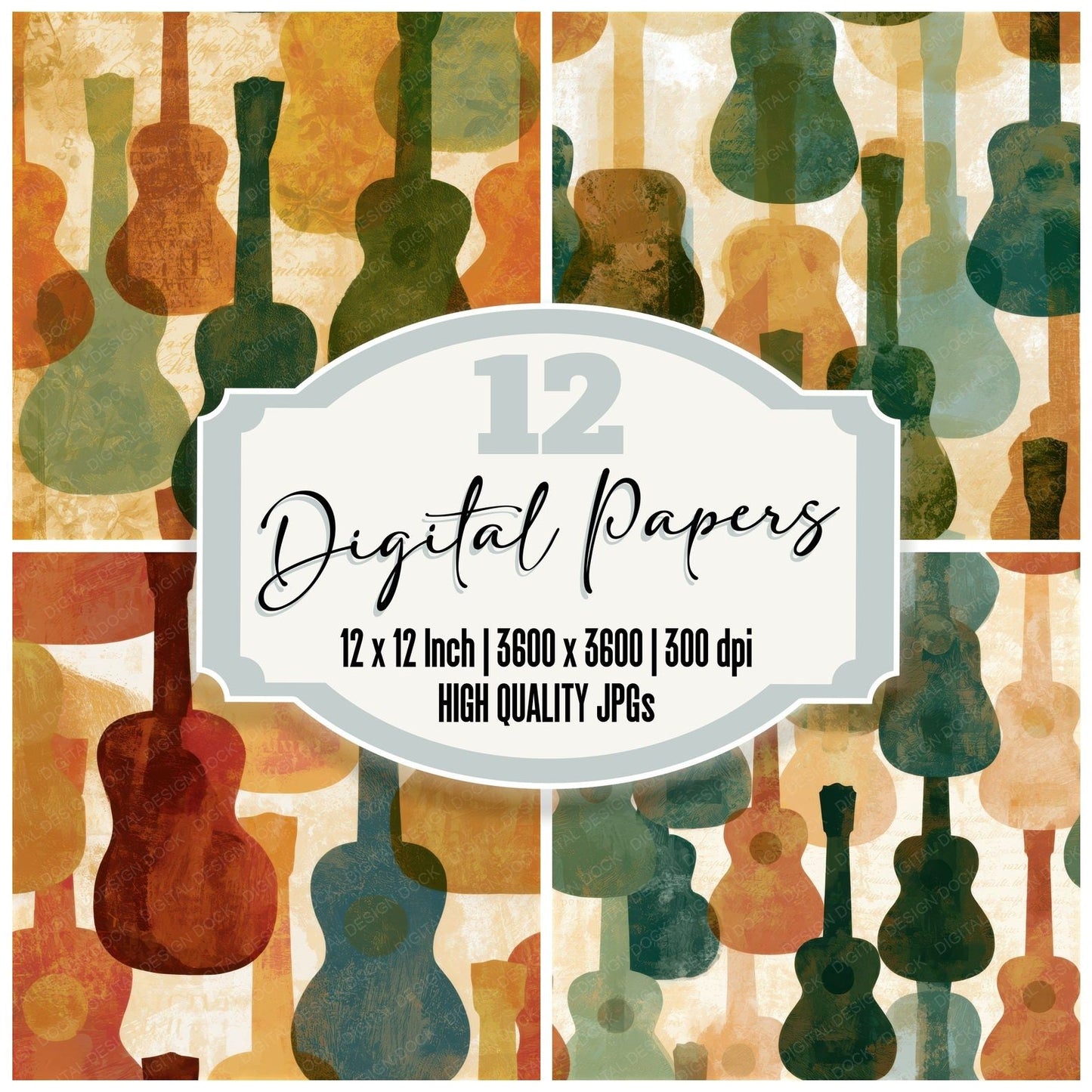 Fresco Ukulele Pine Cedar Seamless Digital Paper Pack (DDD013493)