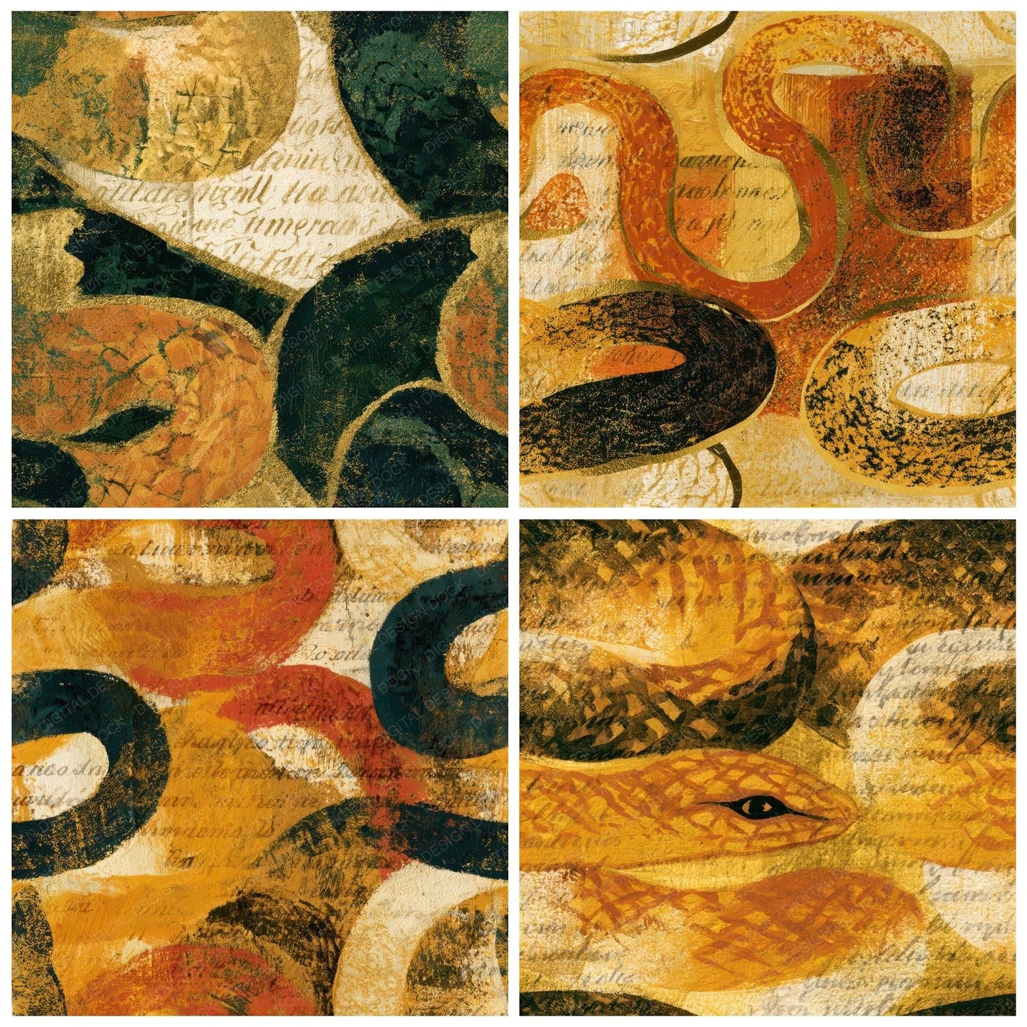 Gouache Serpent Oolong Amber Seamless Digital Paper Pack (DDD013495)
