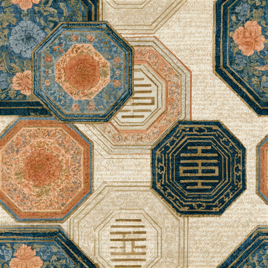 Mughal I Ching Peach Cream Seamless Digital Paper Pack (DDD013497)