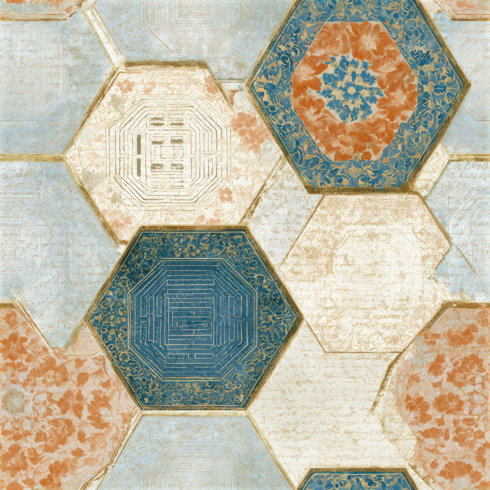 Mughal I Ching Peach Cream Seamless Digital Paper Pack (DDD013497)