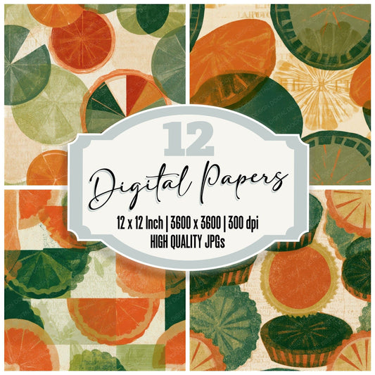 Risograph Tarts Pies Avocado Seamless Digital Paper Pack (DDD013499)