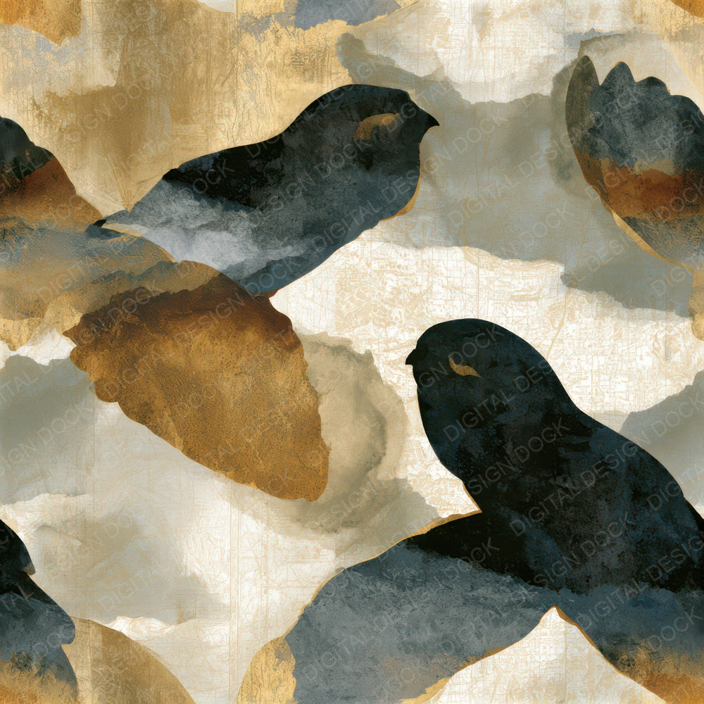 Sumi-e Barn Owls Stone Bone Seamless Digital Paper Pack (DDD013500)