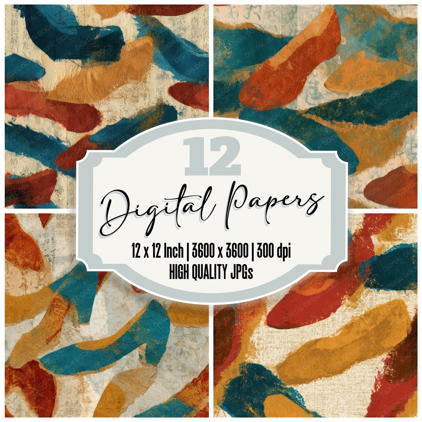 Torn Paper Ballet Flats Rust Seamless Digital Paper Pack (DDD013502)