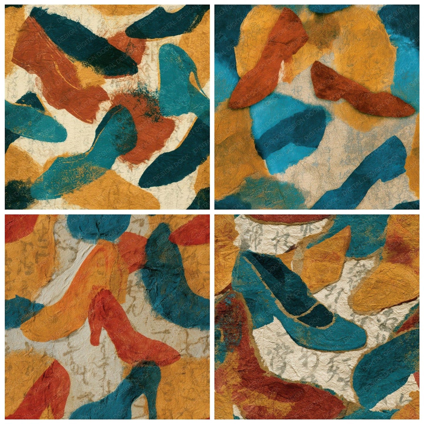 Torn Paper Ballet Flats Rust Seamless Digital Paper Pack (DDD013502)