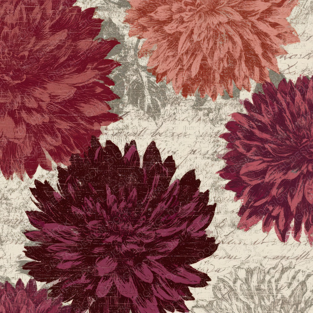 Etching Dahlias Garnet Wine Digital Paper Pack (DDD013508)