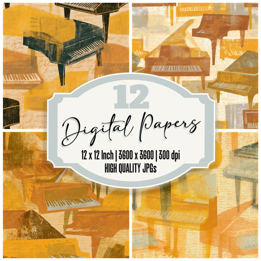 Folk Art Grand Pianos Caramel Seamless Digital Paper Pack (DDD013509)