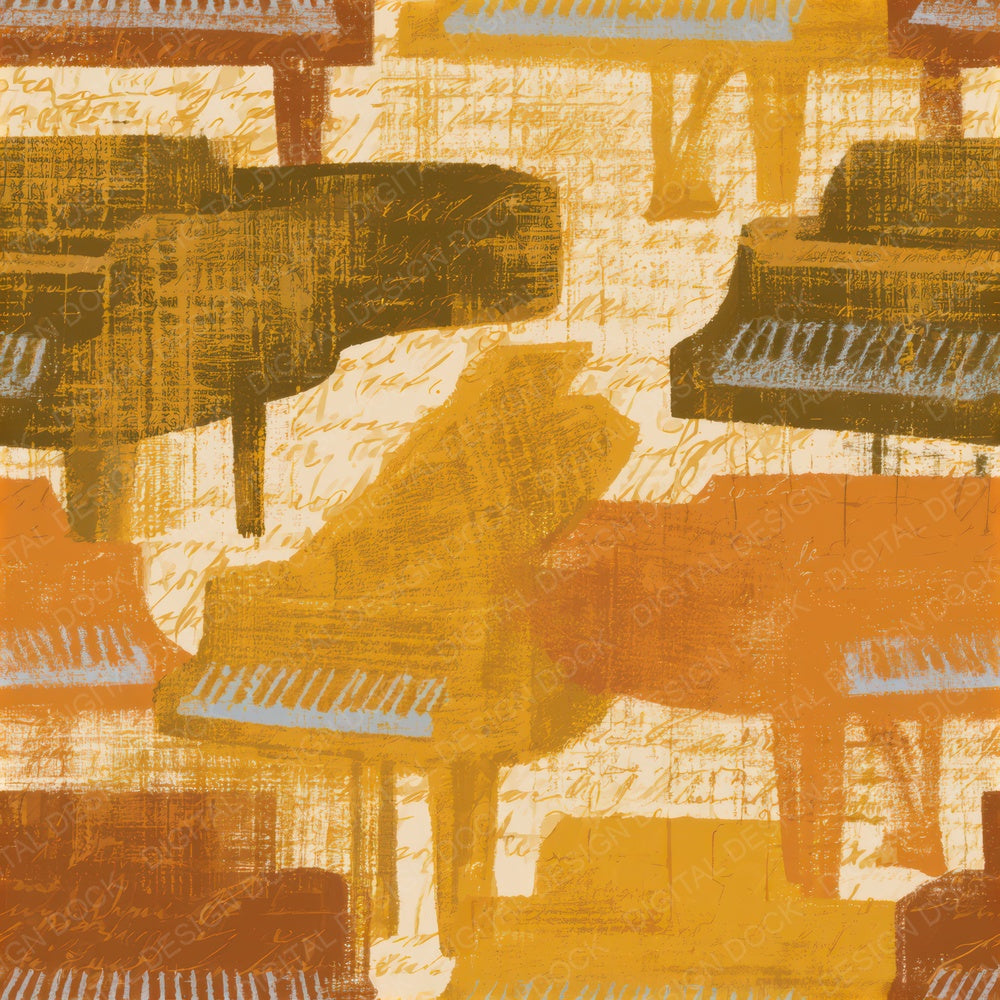 Folk Art Grand Pianos Caramel Seamless Digital Paper Pack (DDD013509)