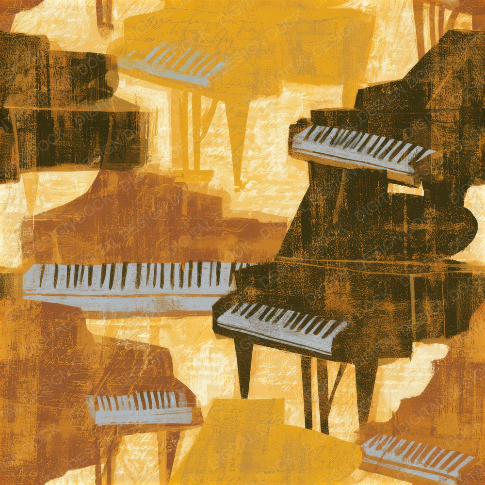 Folk Art Grand Pianos Caramel Seamless Digital Paper Pack (DDD013509)