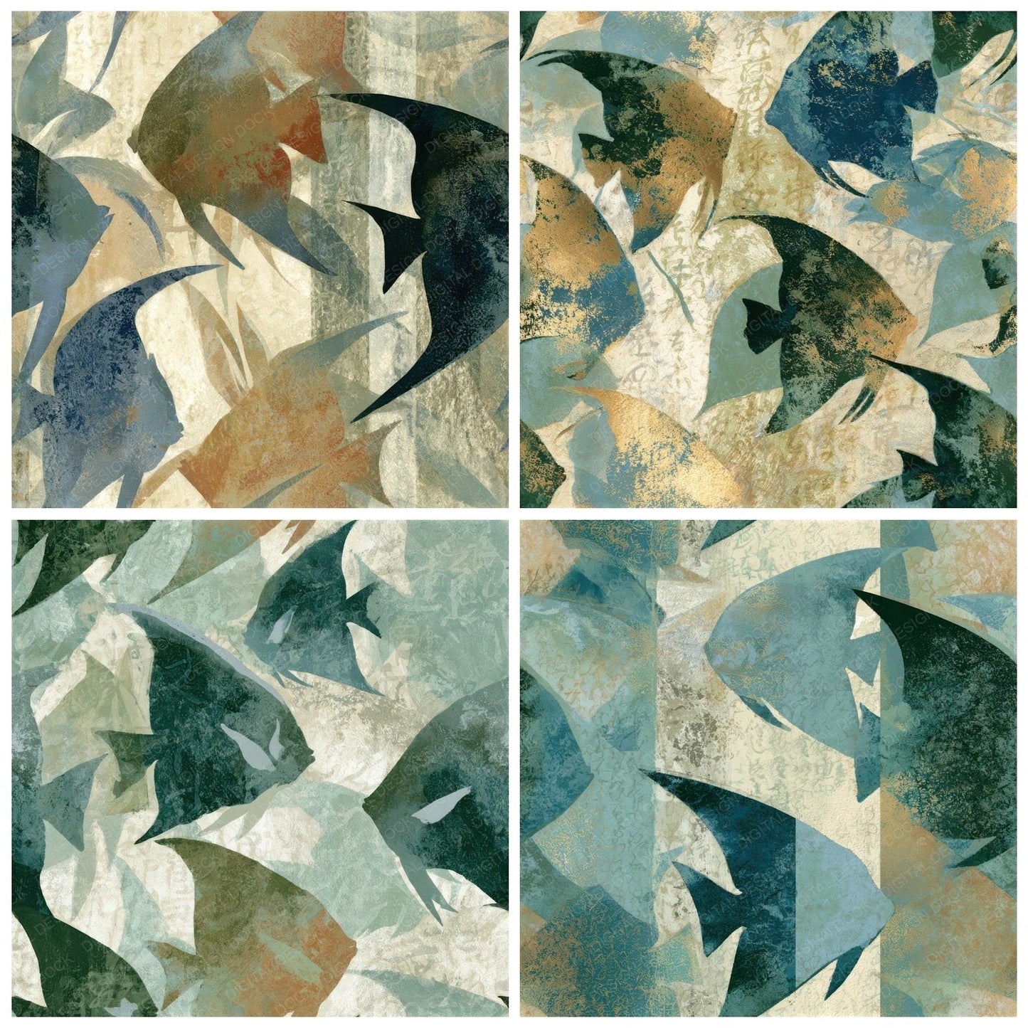 Fresco Angelfish Sage Forest Seamless Digital Paper Pack (DDD013510)