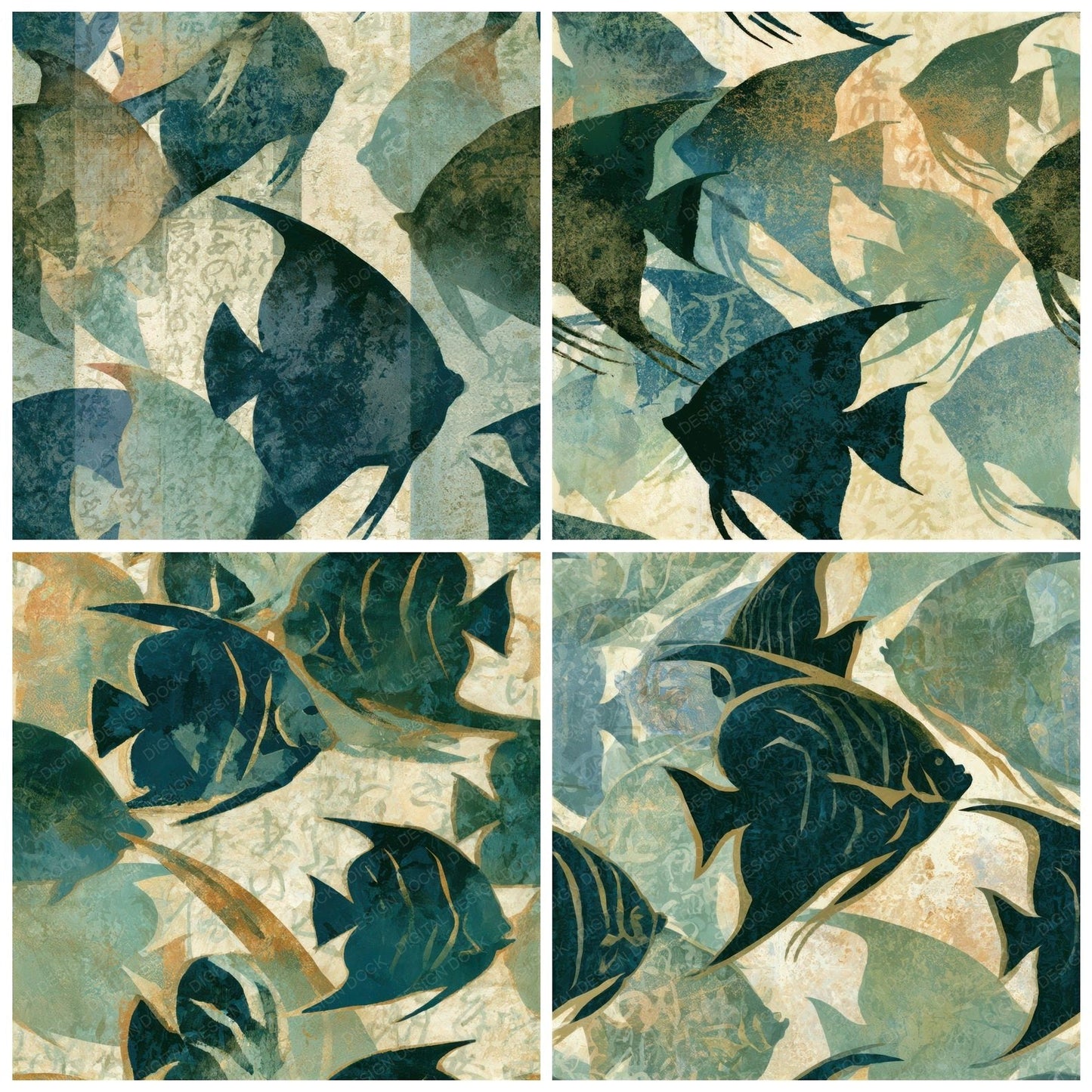 Fresco Angelfish Sage Forest Seamless Digital Paper Pack (DDD013510)