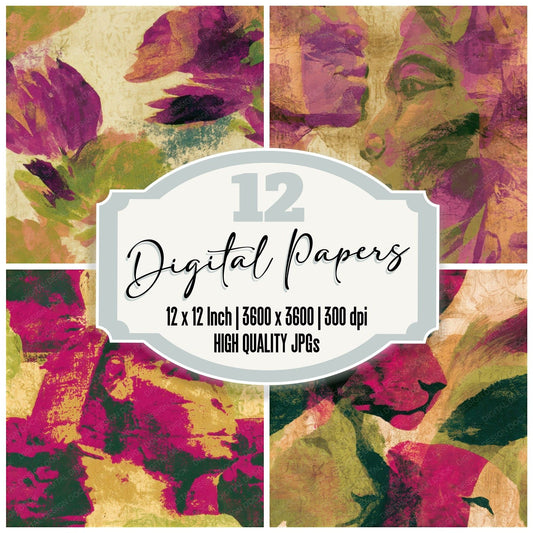 Gouache Sphinx Fuchsia Lime Seamless Digital Paper Pack (DDD013511)